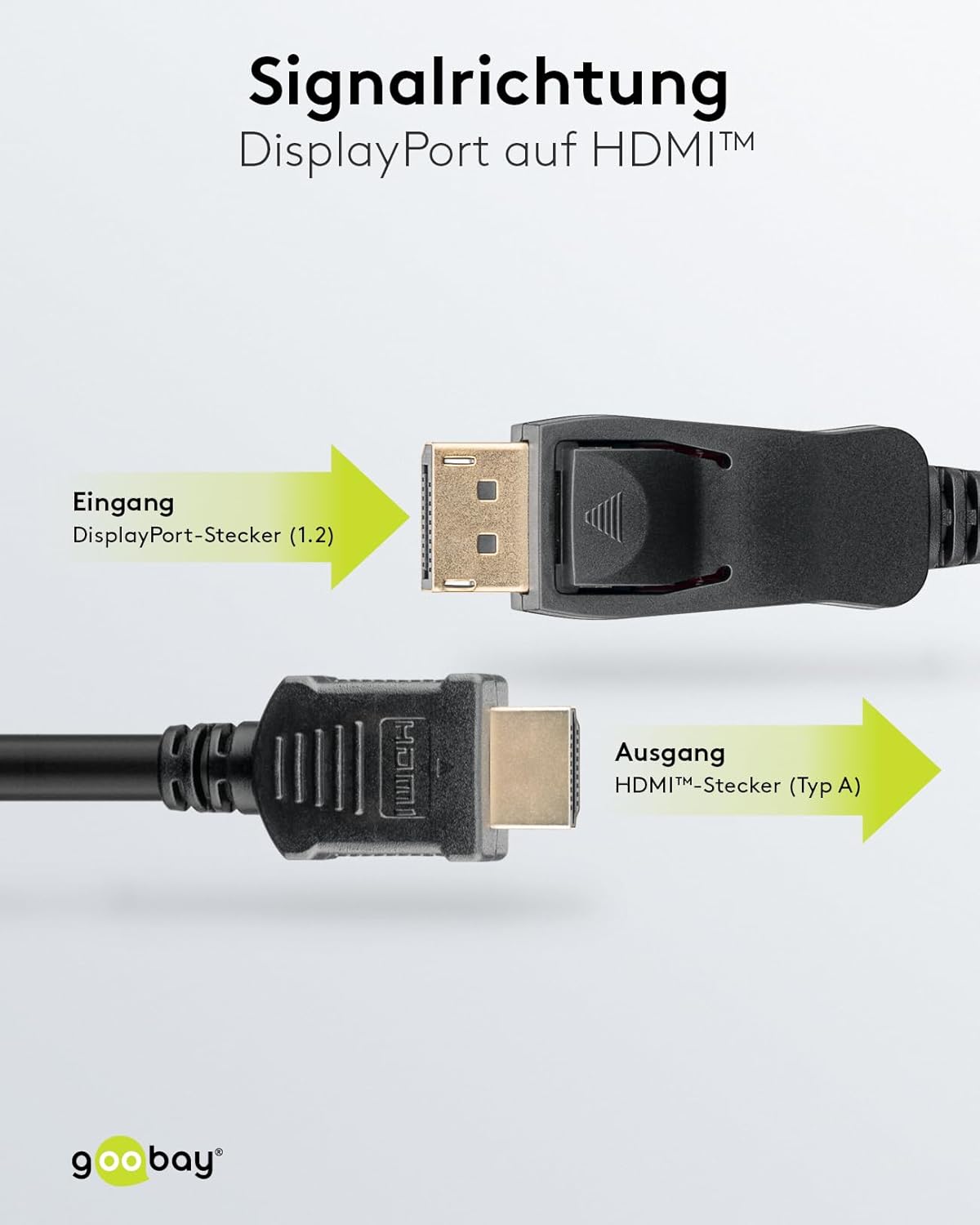 goobay 64839 - DisplayPort 1.2 to HDMI 2.0 / DP to HDMI Connection Cable / 4K @ 60Hz High Speed Cable / 1M