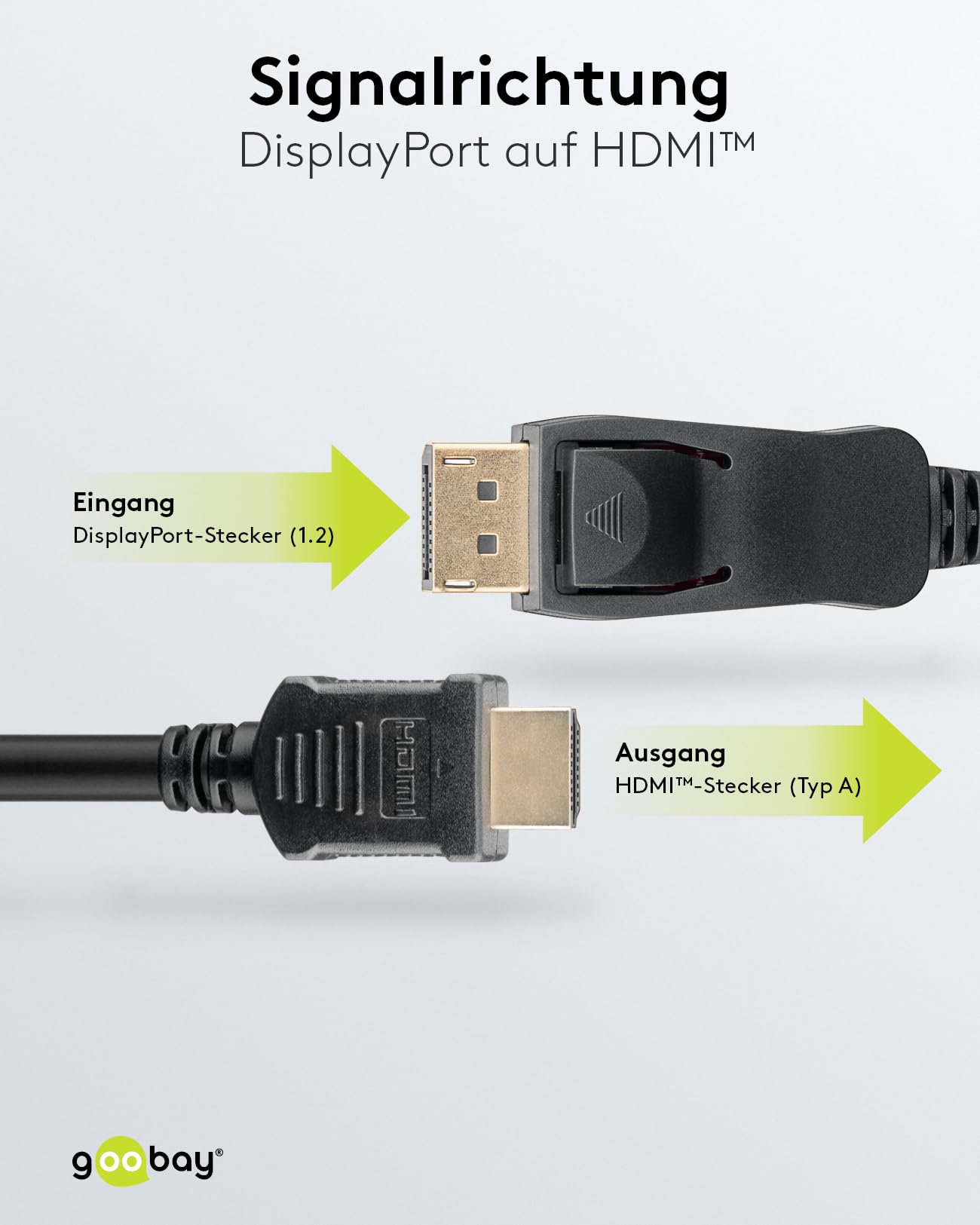 goobay 64839 - Cavo di collegamento da DisplayPort 1.2 a HDMI 2.0 / DP a HDMI/Cavo ad alta velocità 4K a 60Hz / 1 m