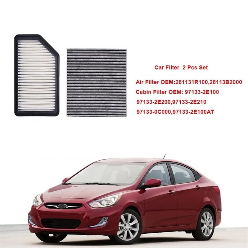 Filtr Powietrza Kabinowego dla Hyundai Accent IV RB 2011-2017, 2 szt. Filtr powietrza samochodowego Filtr kabinowy 281131R100/97133-2E100