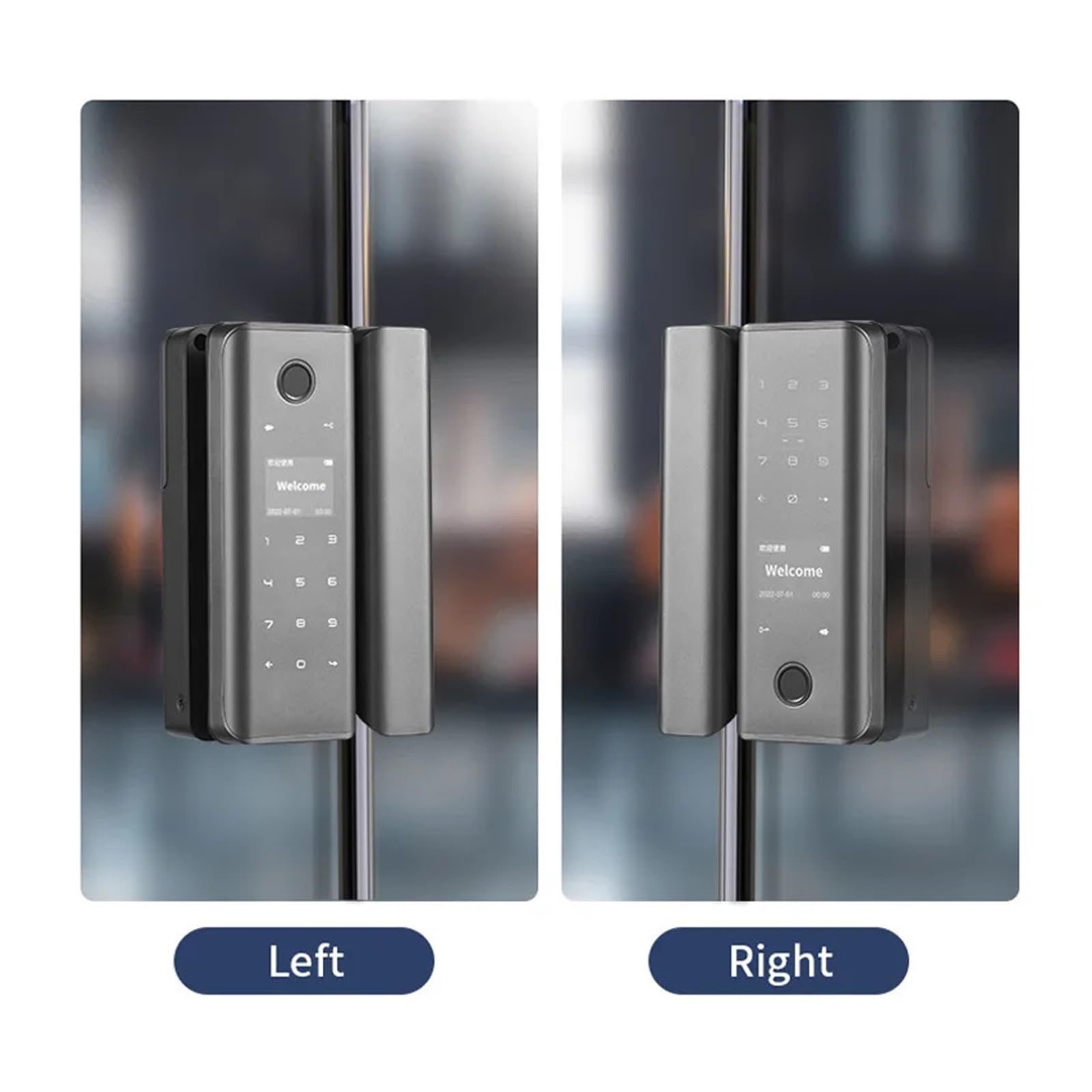Serratura Smart, Tuya WIIF Smart Door Lock Impronta Digitale Password Card NFC APP Sblocco Chiave Serratura Elettronica Porta Scorrevole Push In Vetro Con Cornice Senza Telaio,per camere da letto, uf