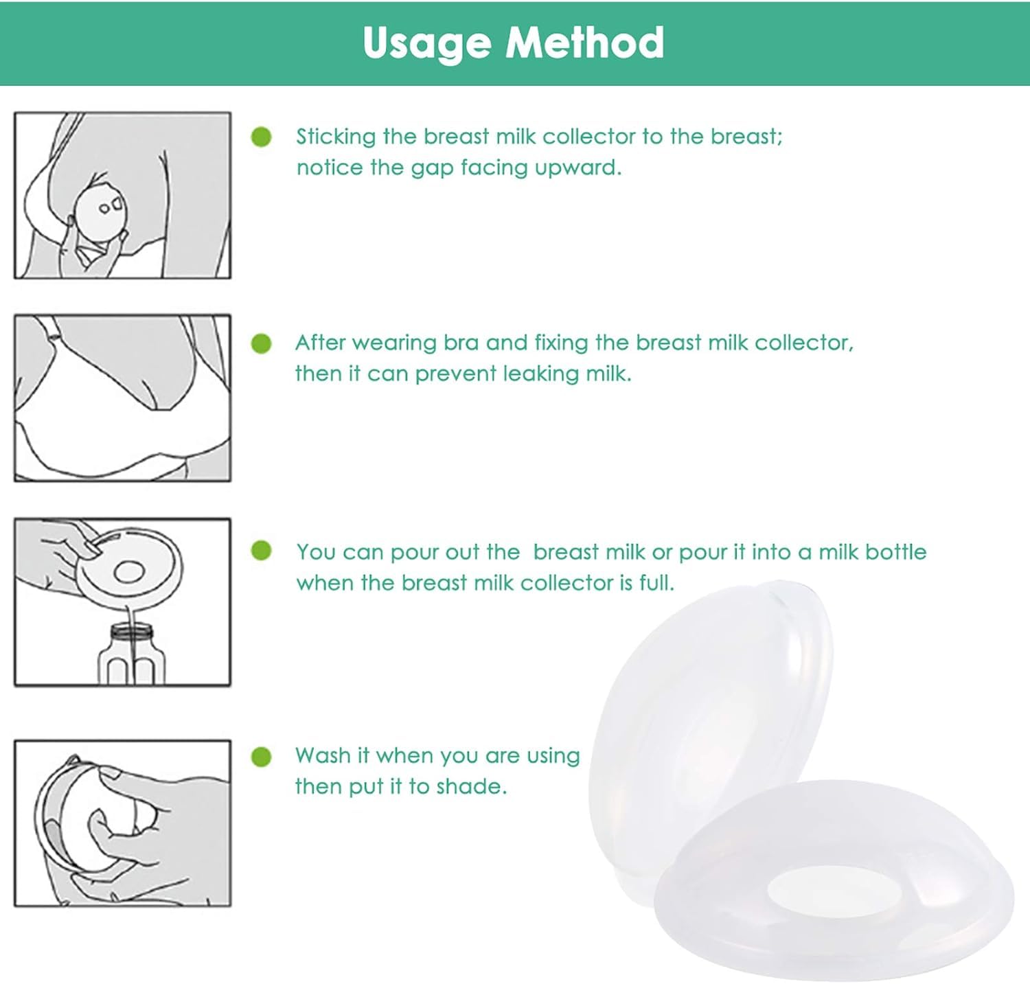 Milk Collection Shell Breast Milk Collector, 2 Pack Milk Collection Shells, Reusable Portable ...