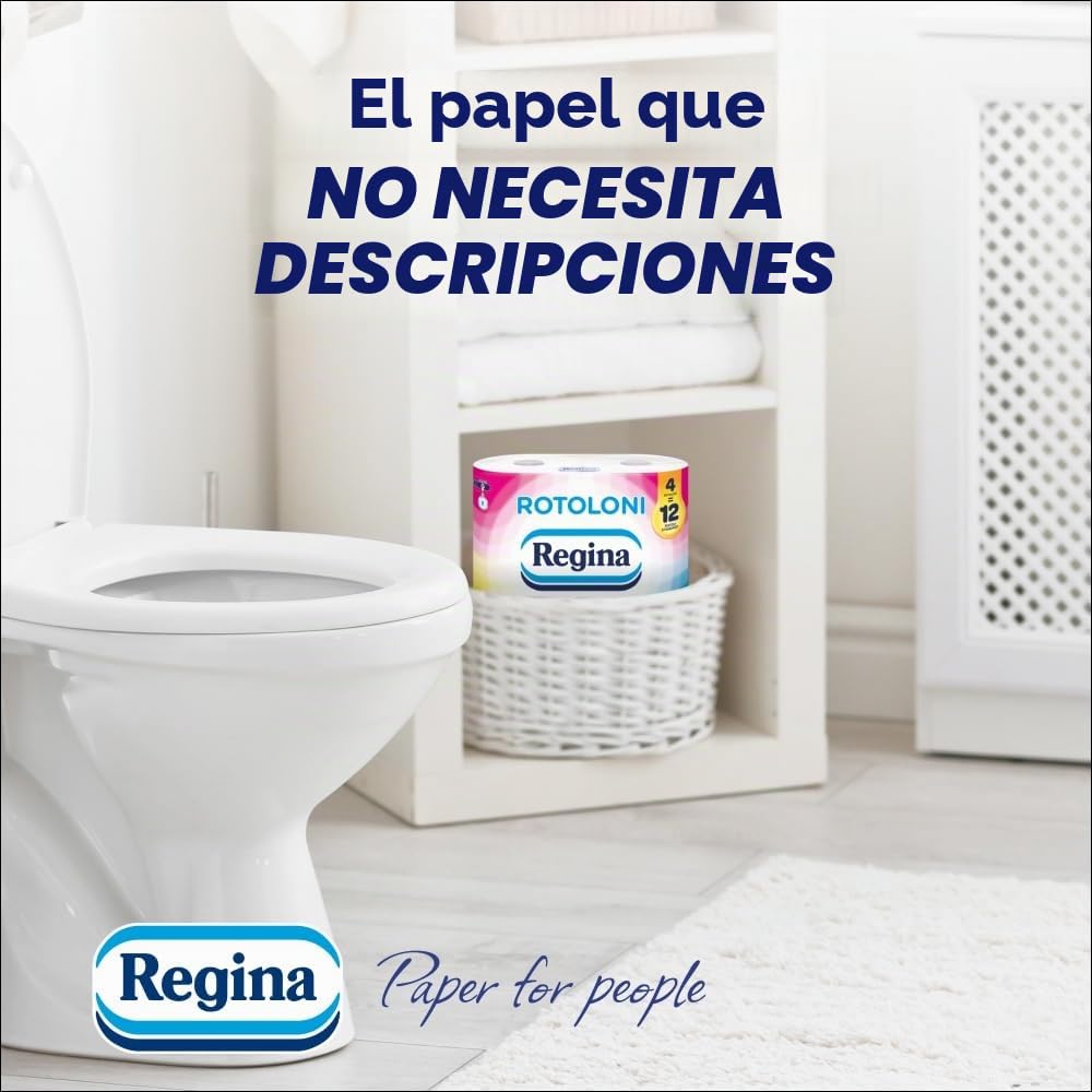 Regina Rollos de 42 rollos de papel higiénico, 500 hojas de 2 capas, longitud óptima, paquete 50% de plástico reciclado, papel 100% certificado FSC