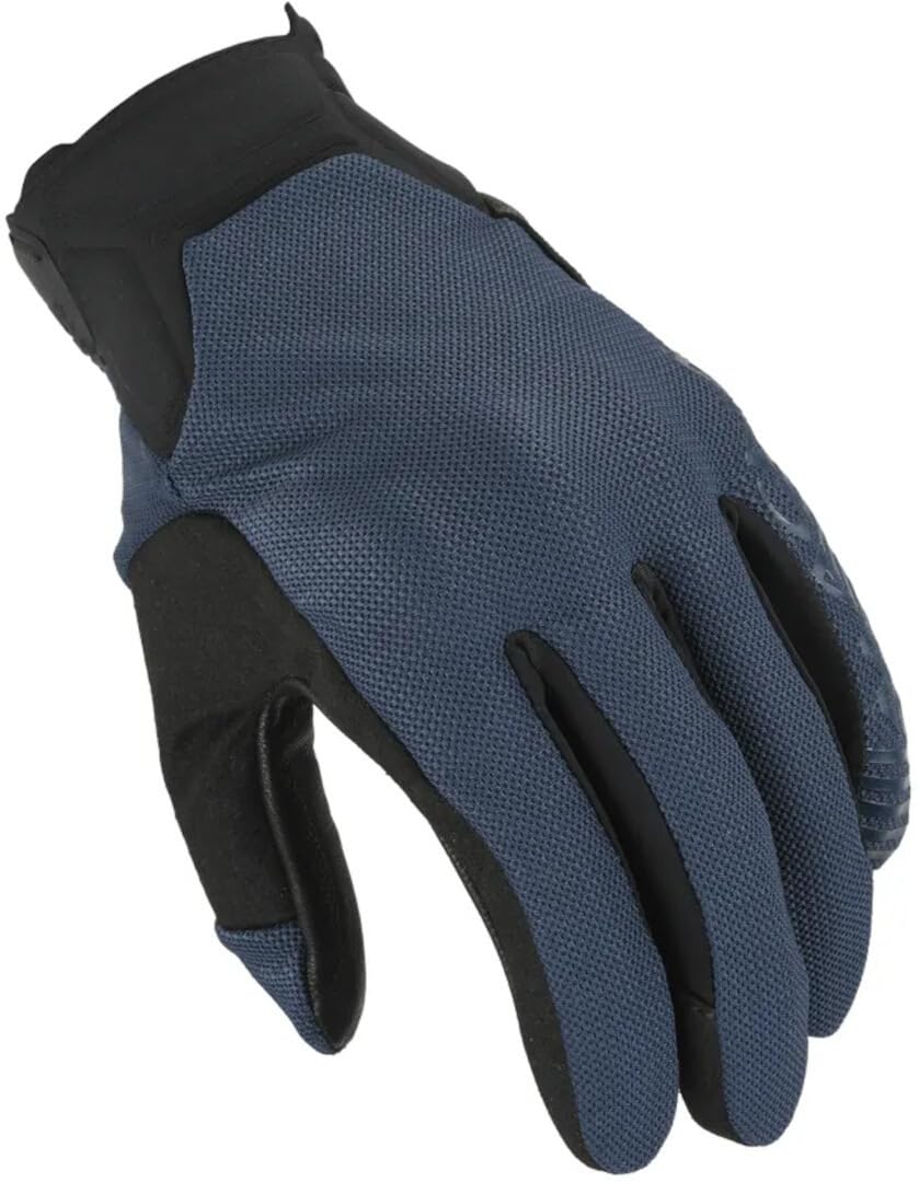 Macna Men's Black/Blue Obtain Leather Motorcycle Gloves