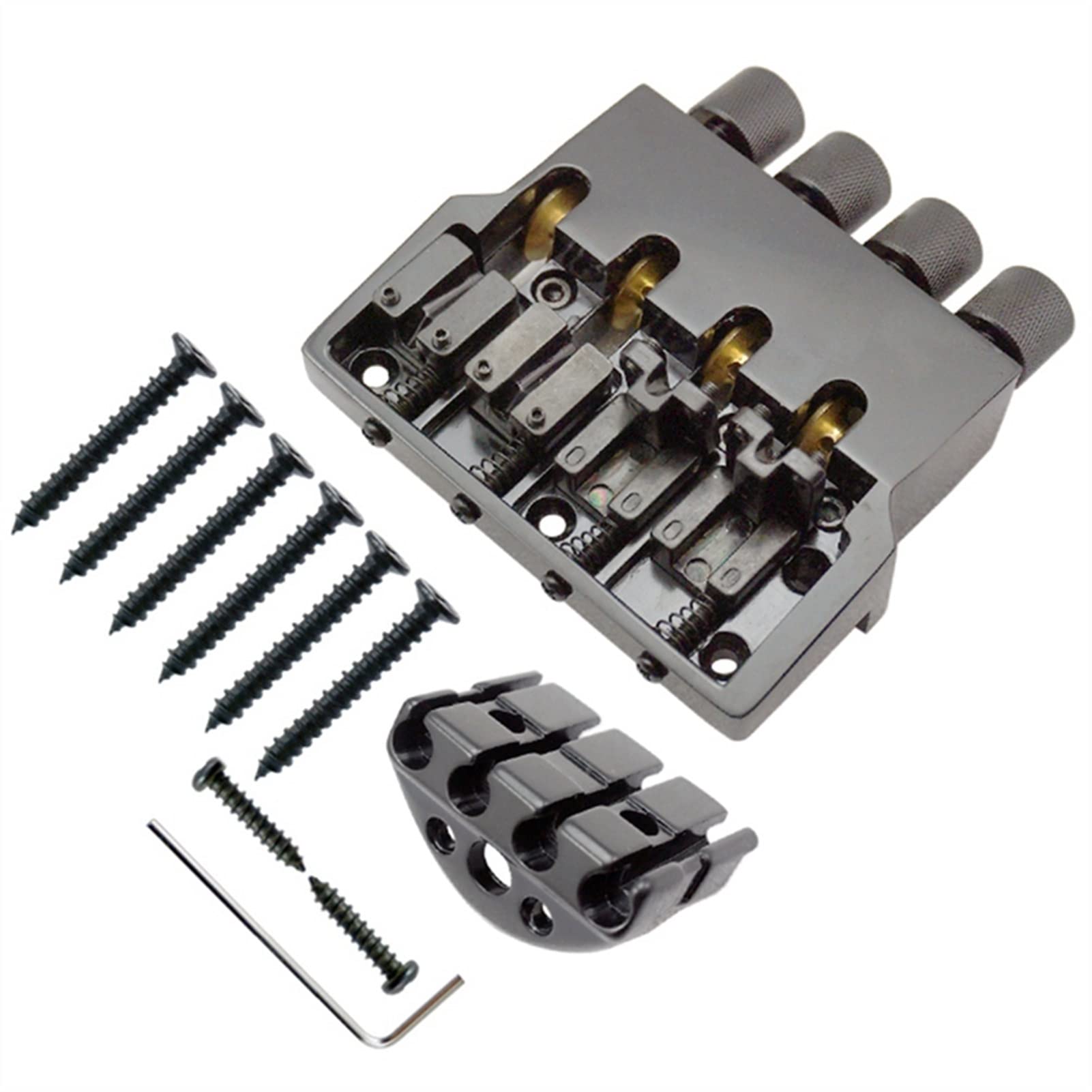 Parti di ricambio chitarra 1 Set Di Rulli Nera Sella 4 Corde Bass Guitar Bridge Per Accessori Per Chitarra Per Chitarra Senza Testa PARTI Strumento Musicale