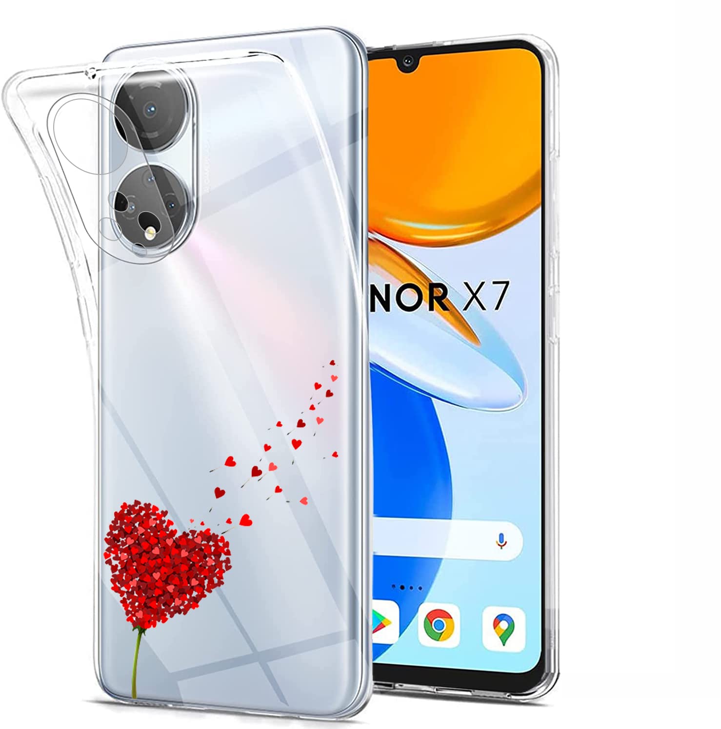 3 Custodie Silicone Morbido Per Honor 90 - Sottile E Anturto Con Disegni Cuore