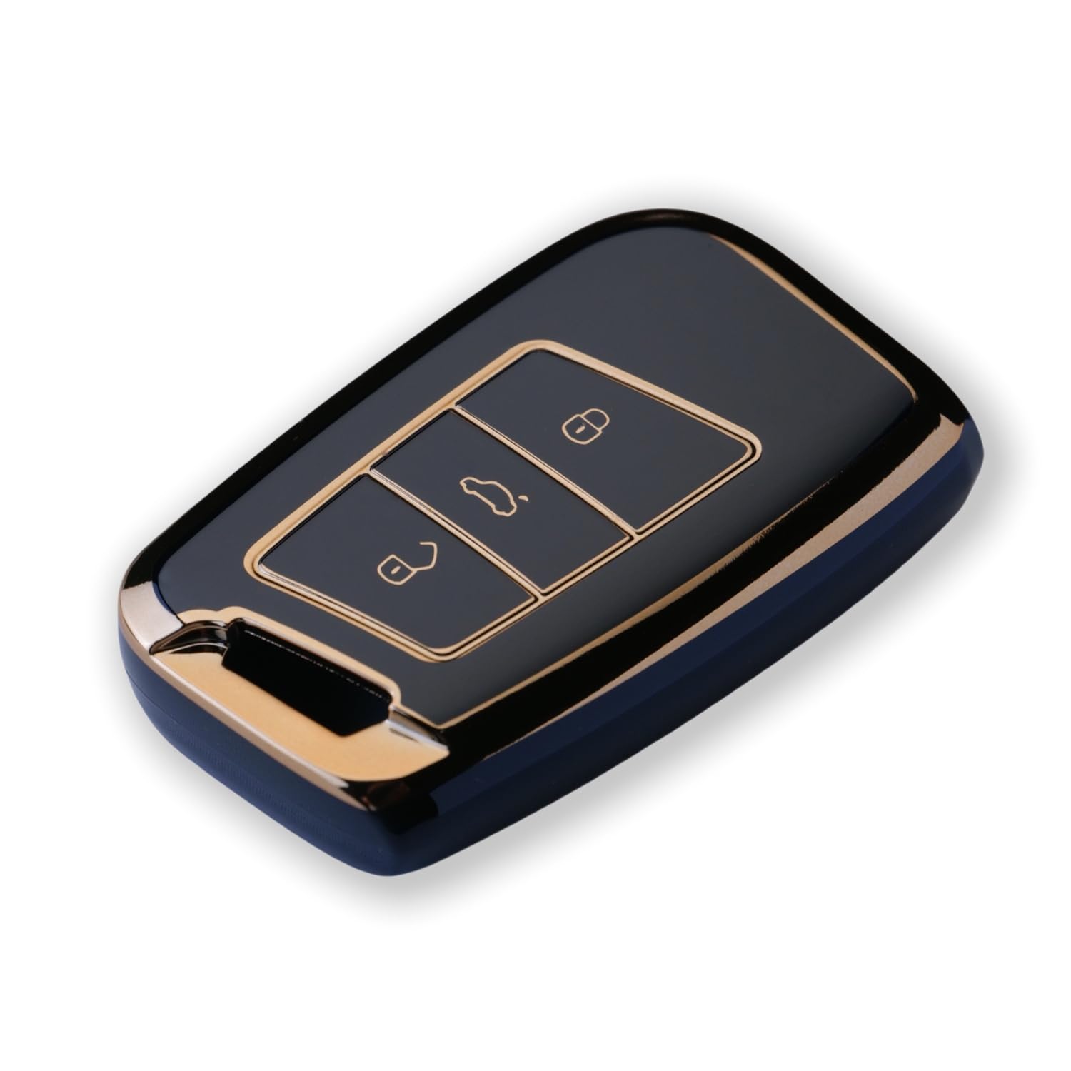 RUXYAXFOL TPU copertura chiave auto per VW Golf 7 Passat B8 Seat Leon Ibiza Toucan T-Cross Polo CC Skoda Superb Kodiaq Custodia chiave auto, 2 pezzi, oro nero
