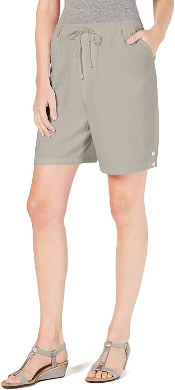 Karen Scott Womens Cotton Drawstring Shorts Stonewall, Small