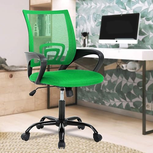 Miniatura 12 de Meet perfect Silla de oficina de escritorio con respaldo medio, silla ergonómica moderna para computadora con soporte lumbar y reposabrazos, silla