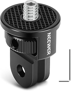 Neewer Action Camera Mount Adapter with 1/4" Screw Aluminum Alloy Compatible with GoPro Hero 13 12 Insta360 X4 X3 DJI Osmo Pocket 3 Creator Combo Cage, GP-7