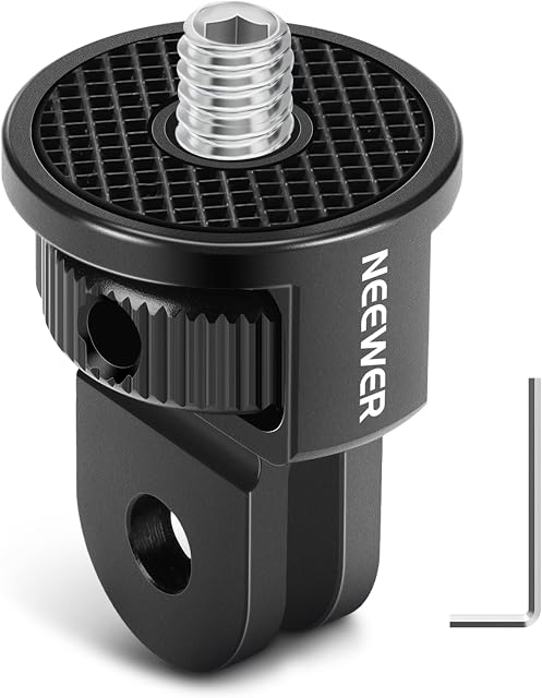 Neewer Adaptateur de montage de caméra d'action avec alliage d'aluminium à vis de 1/4" compatible avec GoPro Héros 13 12 Insta360 X4 X3 DJI Pochette Osmo 3 Créateur Combo Cage, GP-7