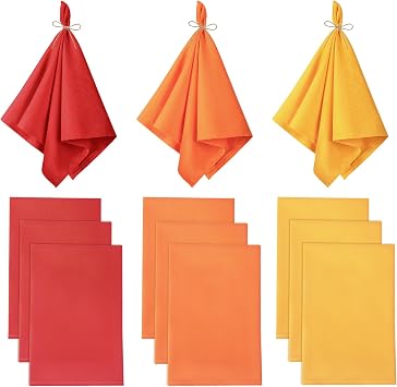 Thanksgiving/Fall Cloth Napkins Set of 9, 20 x 20 Inch Table Dinner Napkins Cloth Yellow/Orange/Red