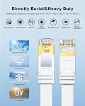 Yauhody CAT8 Câble Ethernet, disponible 1.5ft 3ft 6ft 10ft 15ft 20ft 25ft 50ft 65ft 100ft Longueurs pour la sélection, haute vitesse 40Gbps 2000MHz Réseau Internet plat LAN Câble (blanc, 1.5 Pieds)