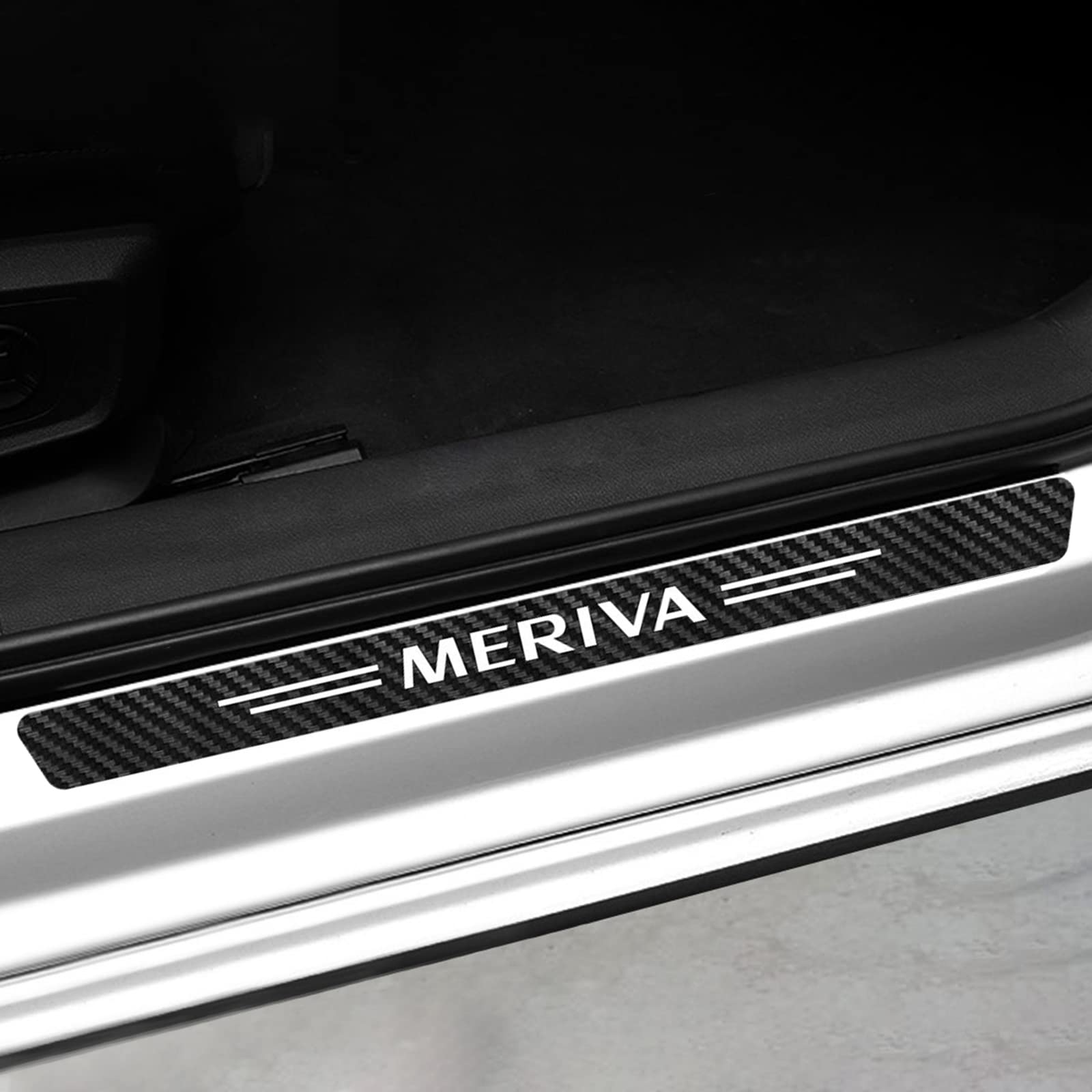 4 Pezzi Car Adesivi Soglia Fibra Carbonio per Op-el Meriva, Battitacco Pedal Stickers AntiGraffio Pellicola Protettiva, Auto Styling Accessori Decorative