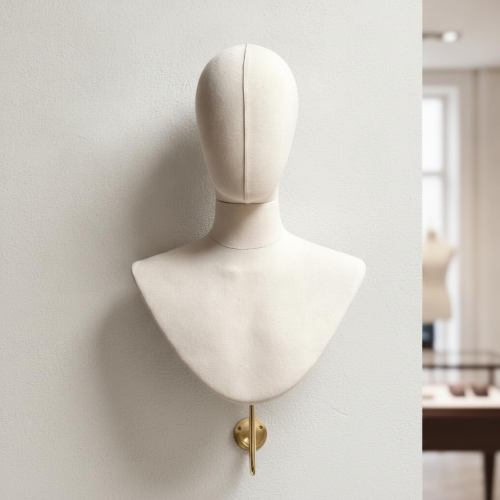 Soporte de Exhibición de Pared Cabeza de Maniquí Busto de Pared Gancho Metálico Manera de Tela Base Compacta y Estable , Style to 1
