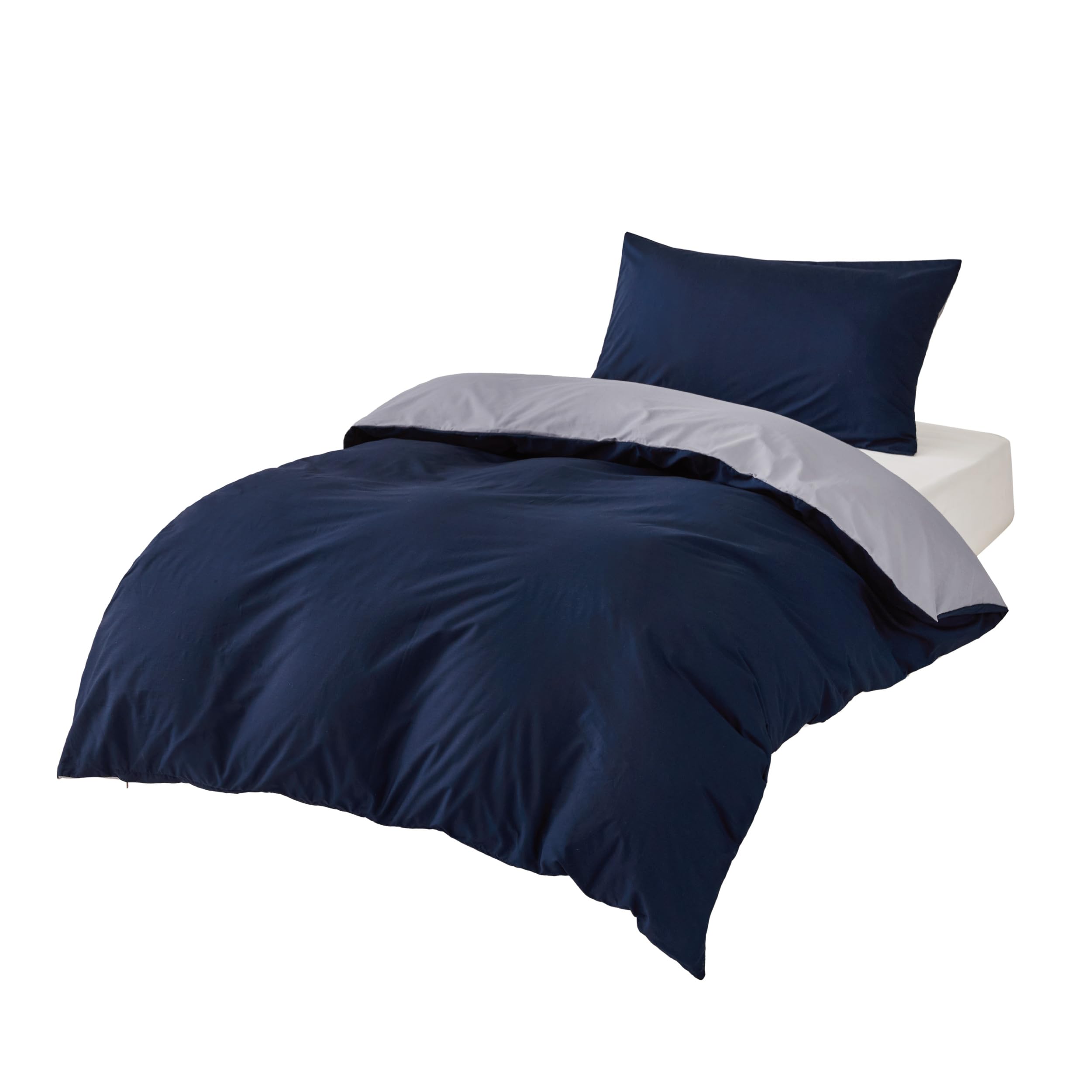 BEDSURE Pościel pojedyncza niebiesko-szara – 1 poszwa na kołdrę 135 x 200 cm + 1 poszewka na poduszkę 50 x 75 cm, Oeko-TEX Bedding niebiesko-szara, z zamkiem błyskawicznym