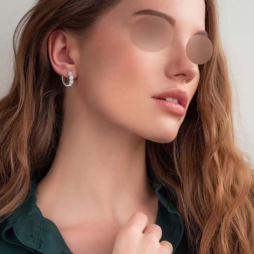 Orecchini a Doppio Cerchio in Argento Sterling, Cerchio Staccabile, a Goccia, per Donne e Ragazze