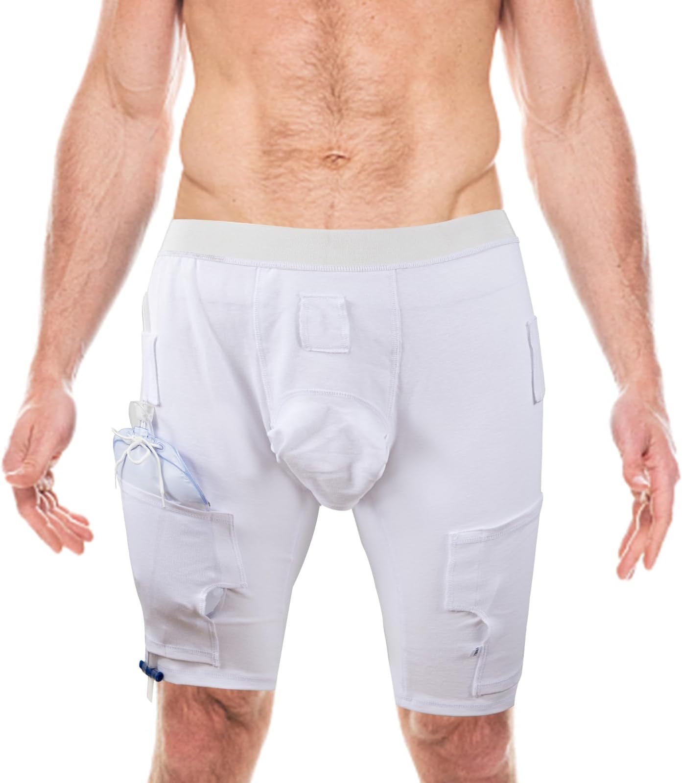 Catheter Leg Bag Underwear - Urine Drainage Bag Holder for Men & Women| nephrostomy Bag Holder -Catheters Holds 2 600ml Leg Bags Nephrostomy Tube and Drainage Bag Underwear,nephrostomy Supplies (M)