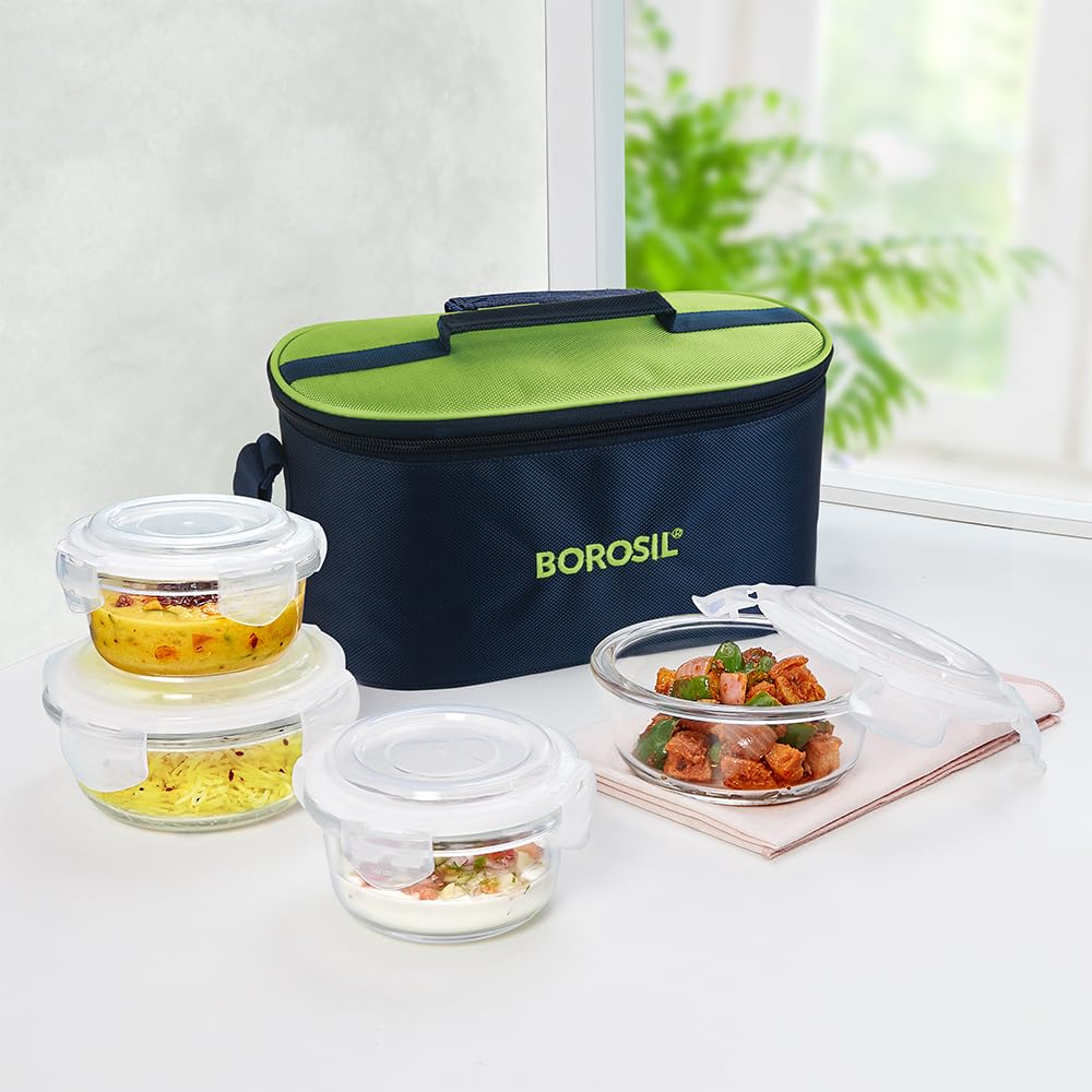 Borosil Borosilicate Glass Lunch Box with Bag (Klip n Store, 320ml x 2 Horizontal) — Amazon image 31