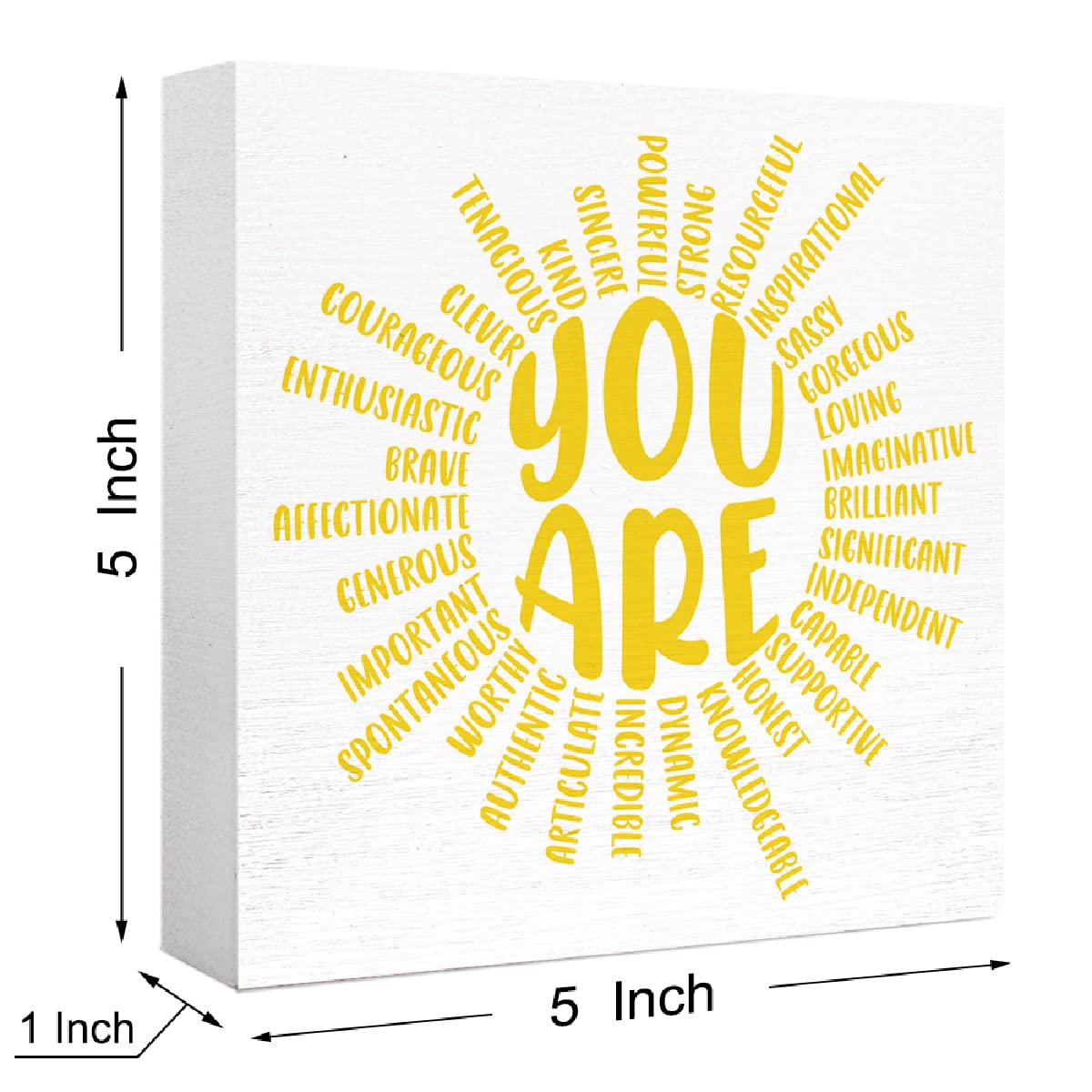 Yellow Sunshine Wood Box Sign You Are Sun Decor Wooden Block Signs Motivational Sign Inspirational Desk Décor for Home Office Bedroom Classroom Table Décor