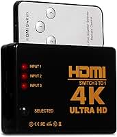 Hub Switch Hdmi com 3 Entradas e 1 Saída Chaveador Divisor Full HD 1080p 4k 3D Com Controle