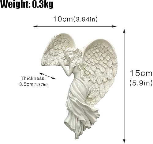 Miniatura 4 de IYHDEATT - Marco de puerta de ángel, 2 piezas, escultura de ala de ángel, decoración de pared de alas de ángel de resina con forma de corazón en tu