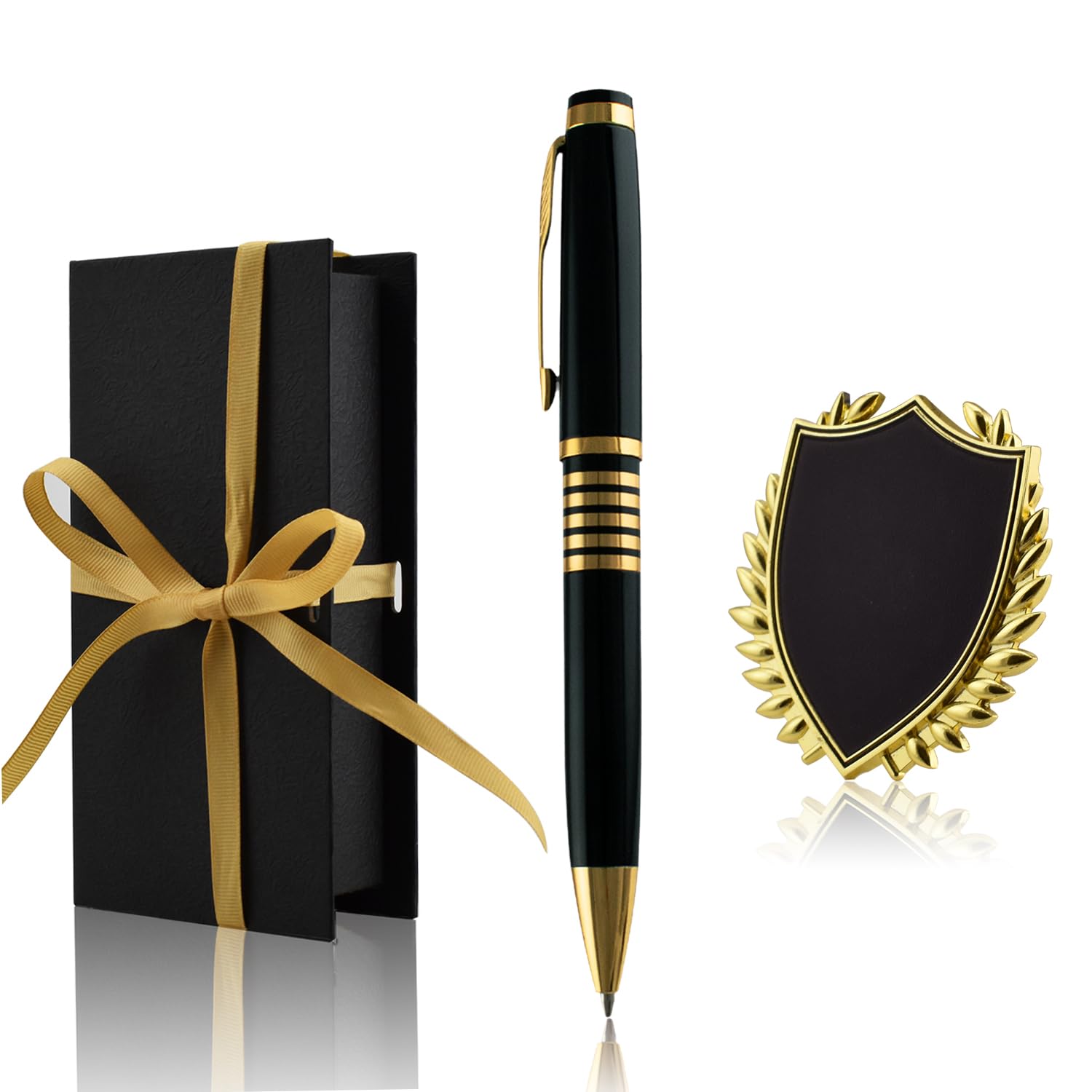Yastar Bolígrafo personalizado con una caja de regalo de medalla personalizada, 2 recambios de tinta negra extra grabados con tu mensaje personal o nombre comercial en los bolígrafos, perfecto para
