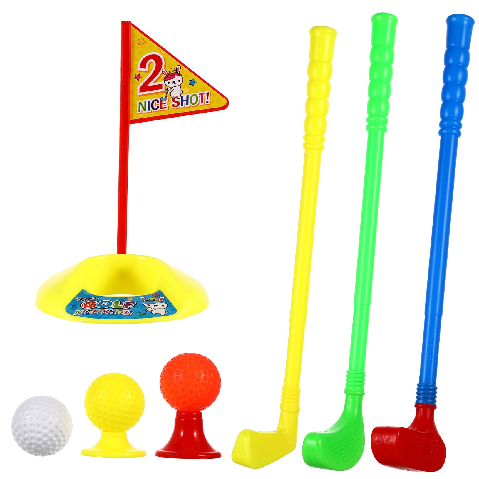 YARNOW Kids Golf Toy Set, Plastic Golf Clubs for Toddlers, Educational Mini Set for Indoor and Outdoor Play, Garden Games and Sports Activities, Portable Putting Practice