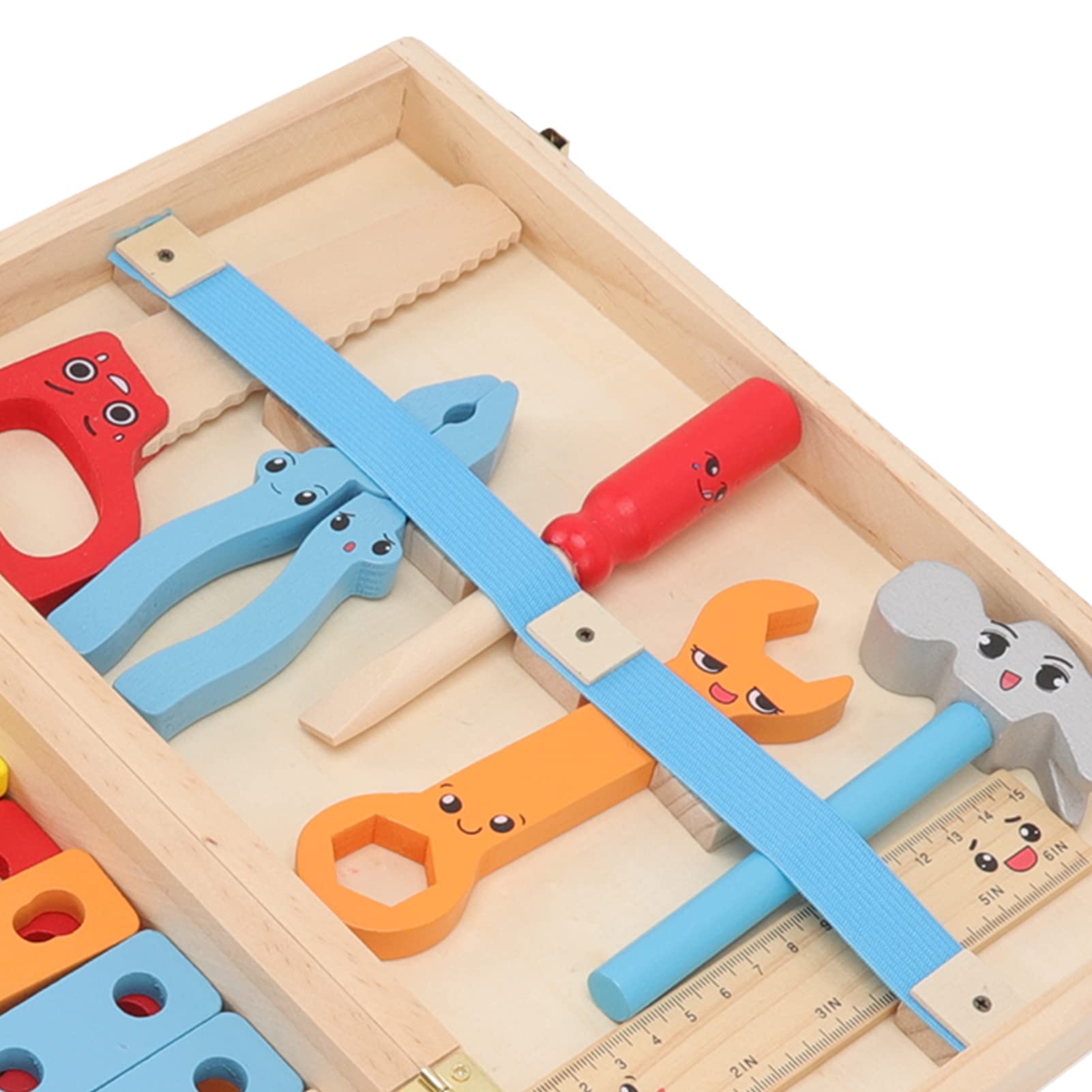 Caja de Herramientas de Madera, Juguetes, Rompecabezas, Juguete para Niños, Tiempo de Juego Educativo, 11,8 "X 2,6" X 7,9"