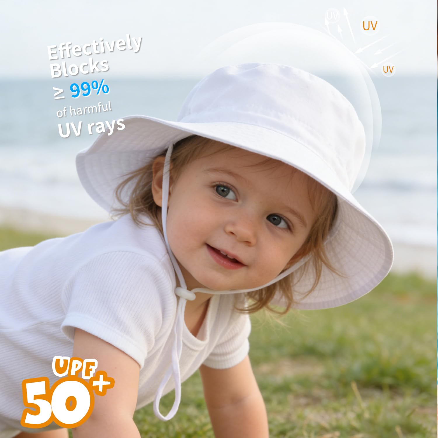 Cappello da sole per neonati, neonati, ragazzi e ragazze, cappello da pescatore per bambini, protezione solare UPF 50+, cappello da spiaggia estivo, 0-5 anni