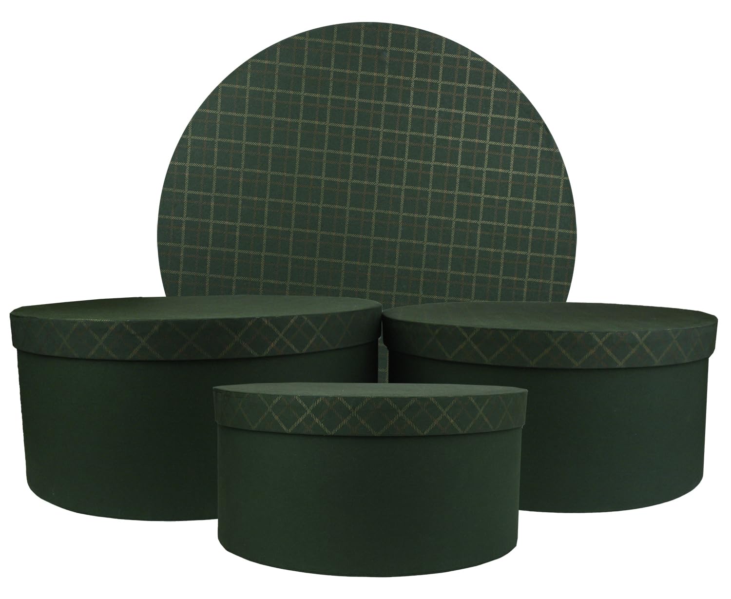 Emartbuy Chequered Green Giftbox Set of 4 Large, Medium, Small, Extra Small