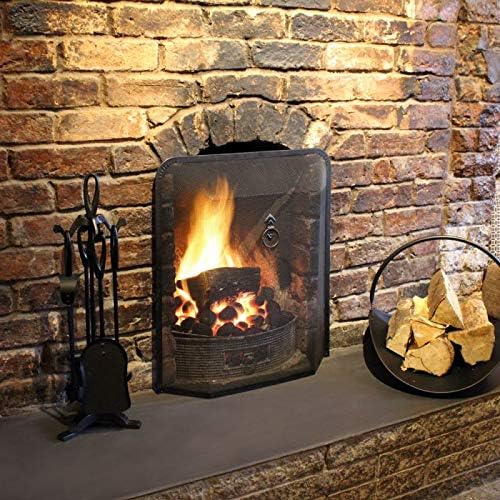 Unibos Fireplace Guard Spark Guard Fire Screen Single Panel Black