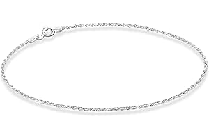 925 Sterling Silver Solid Diamond-Cut Braided Rope Chain Anklet for Women with Big Ankles