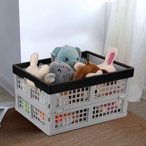 Miniatura 5 de Paquete de 4 cajas de almacenamiento plegables de plástico de 15 L, cajas plegables, cajas de almacenamiento apilables de plástico