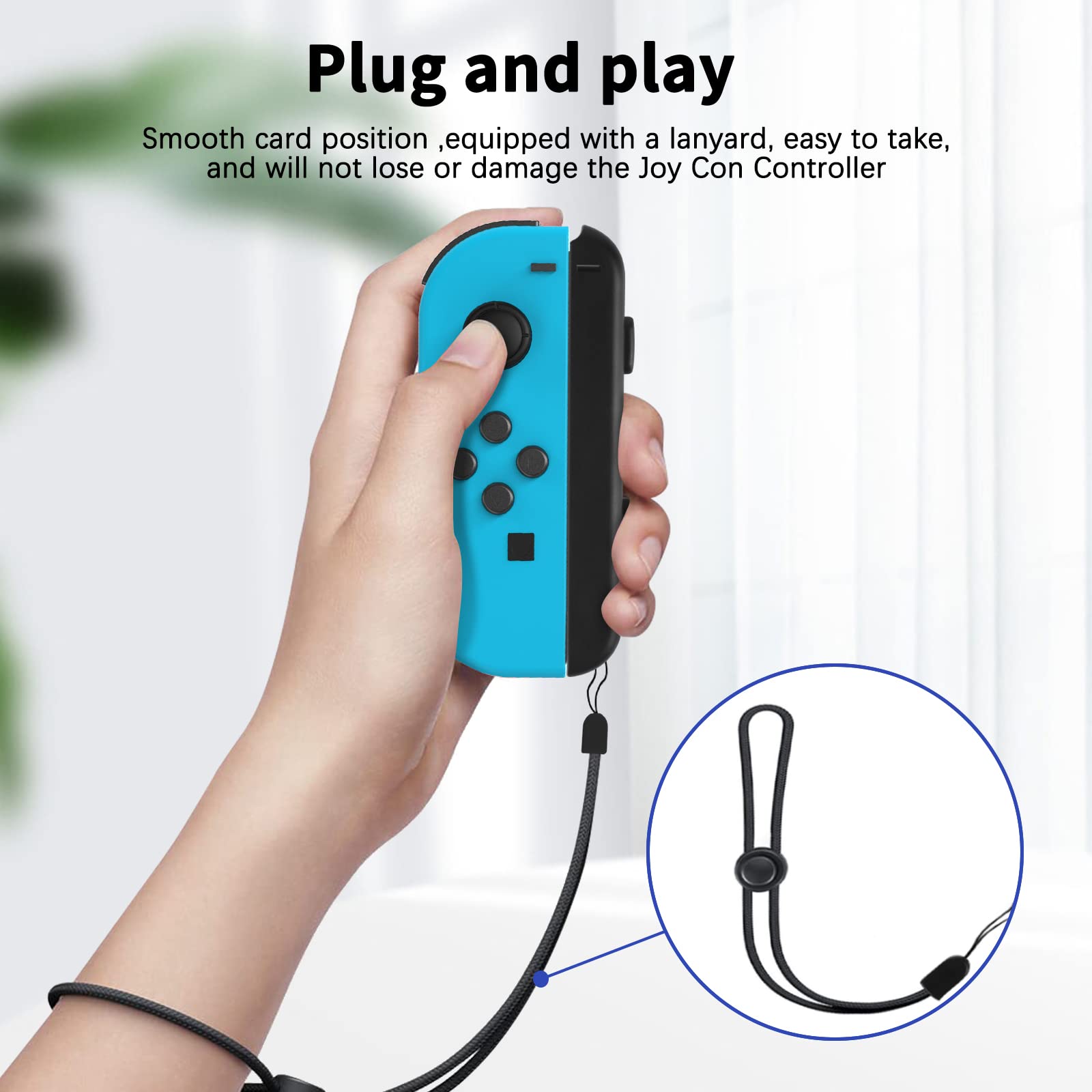 DLseego Correa de muñeca para Switch Mando Joycon,Accesorios de Agarre de Mano con Controlador de Switch,Joycon Agarres para manos,con 2 Tapas de Agarre para el Pulgar,Ajuste Ajustable,Negro