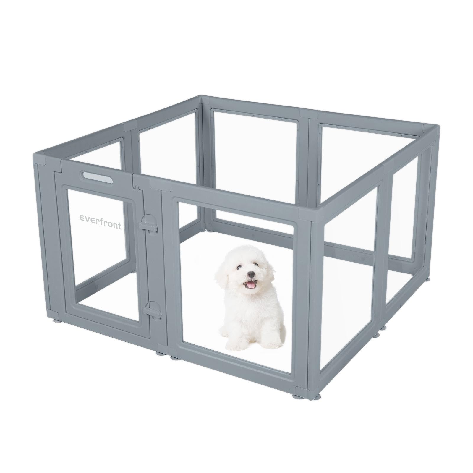 EVERFRONT Clear Acrylic Dog Playpen - Clear Dog Play Pen - Easy Assemble Acrylic Dog Playpen - Puppy Playpen, Cat Playpen, Small Animal Playpen, Dog Play Pen Indoors