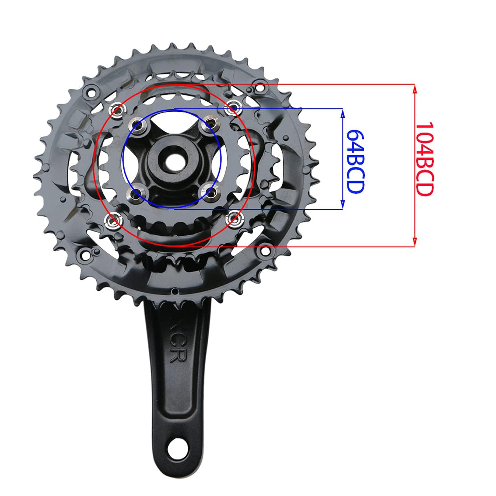 ENGWE MTB Juego de bielas para bicicleta de montaña de 27 velocidades, plato hueco integrado, piñón rojo