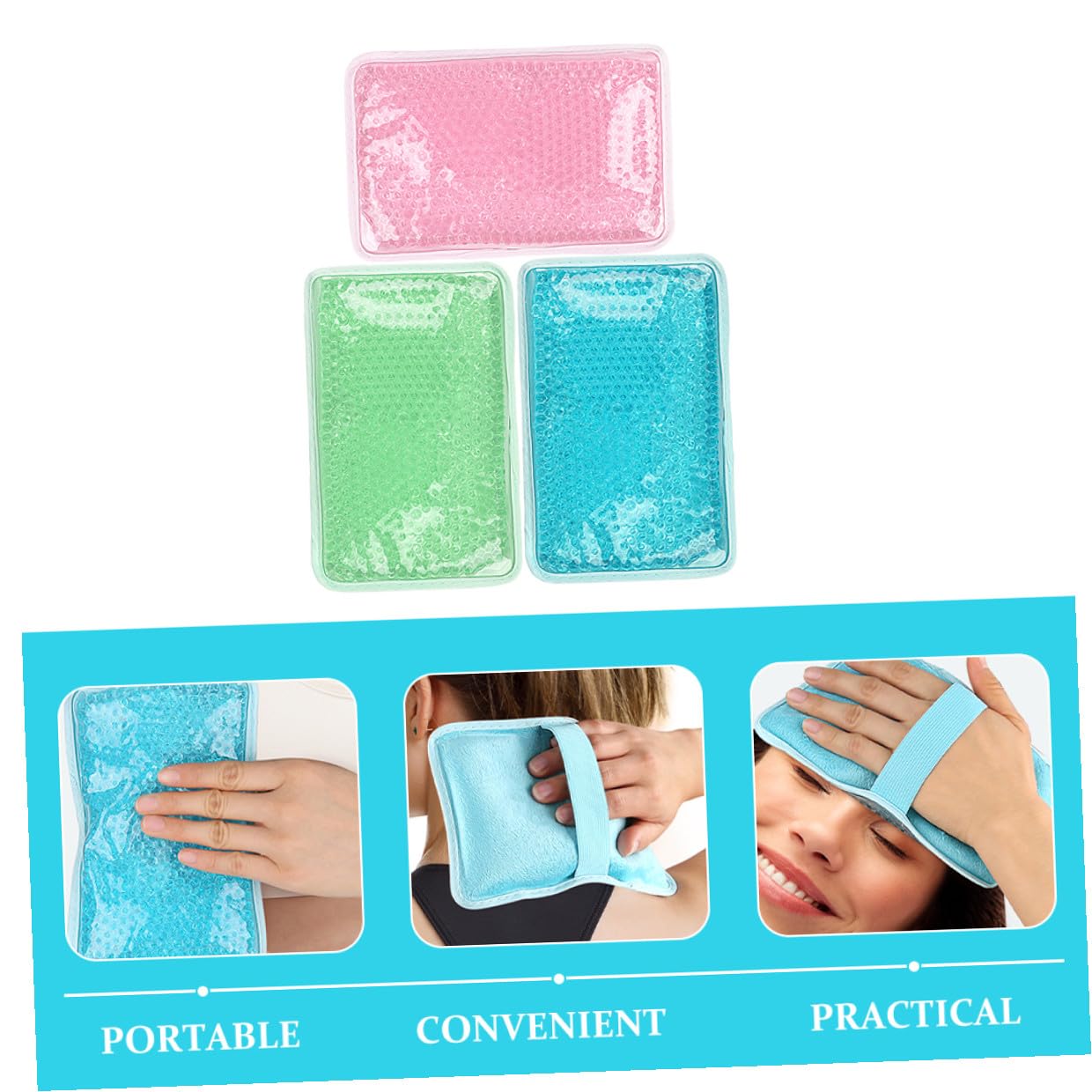 Garneck 3 Pezzi Impacchi in Gel Riutilizzabili per Trattamento Freddo e Caldo, Cuscino Refrigerante in PVC e Cristallo per Dolori a Schiena e Spalle
