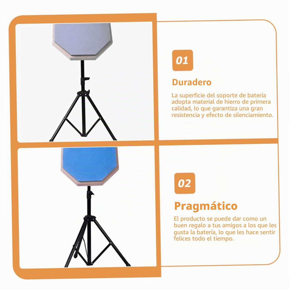 BESTonZON Soporte De Instrumentos Pads De Batería 8 Pulgadas Timbales Duradero y Práctico