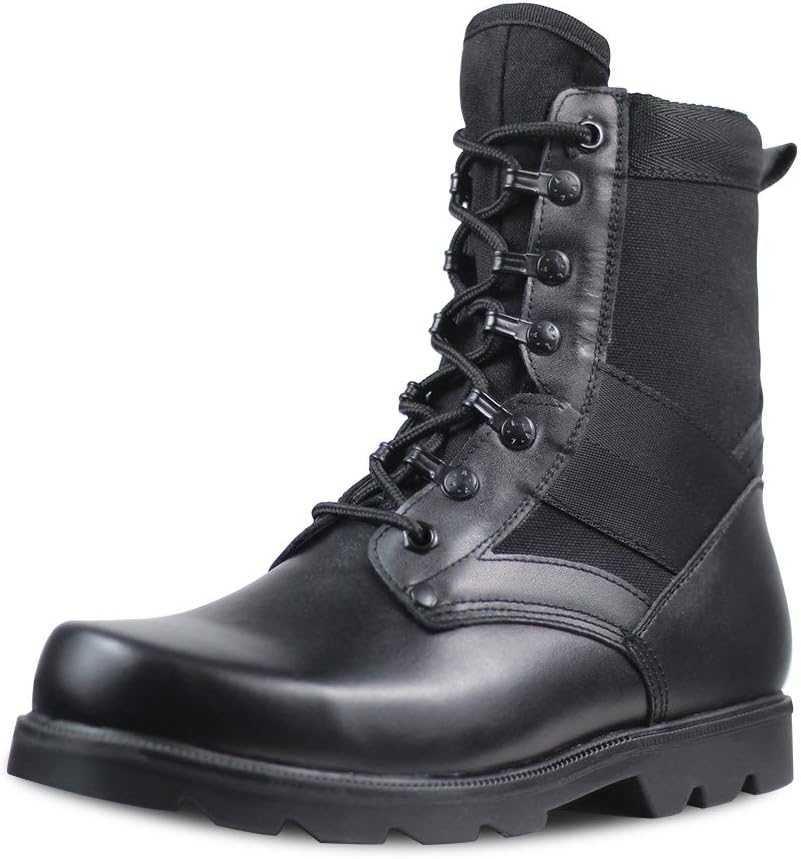 Men's Black Motorcycle Boots Waterproof Tactical Combat Boots Lace-up Jungle Boots Model-07