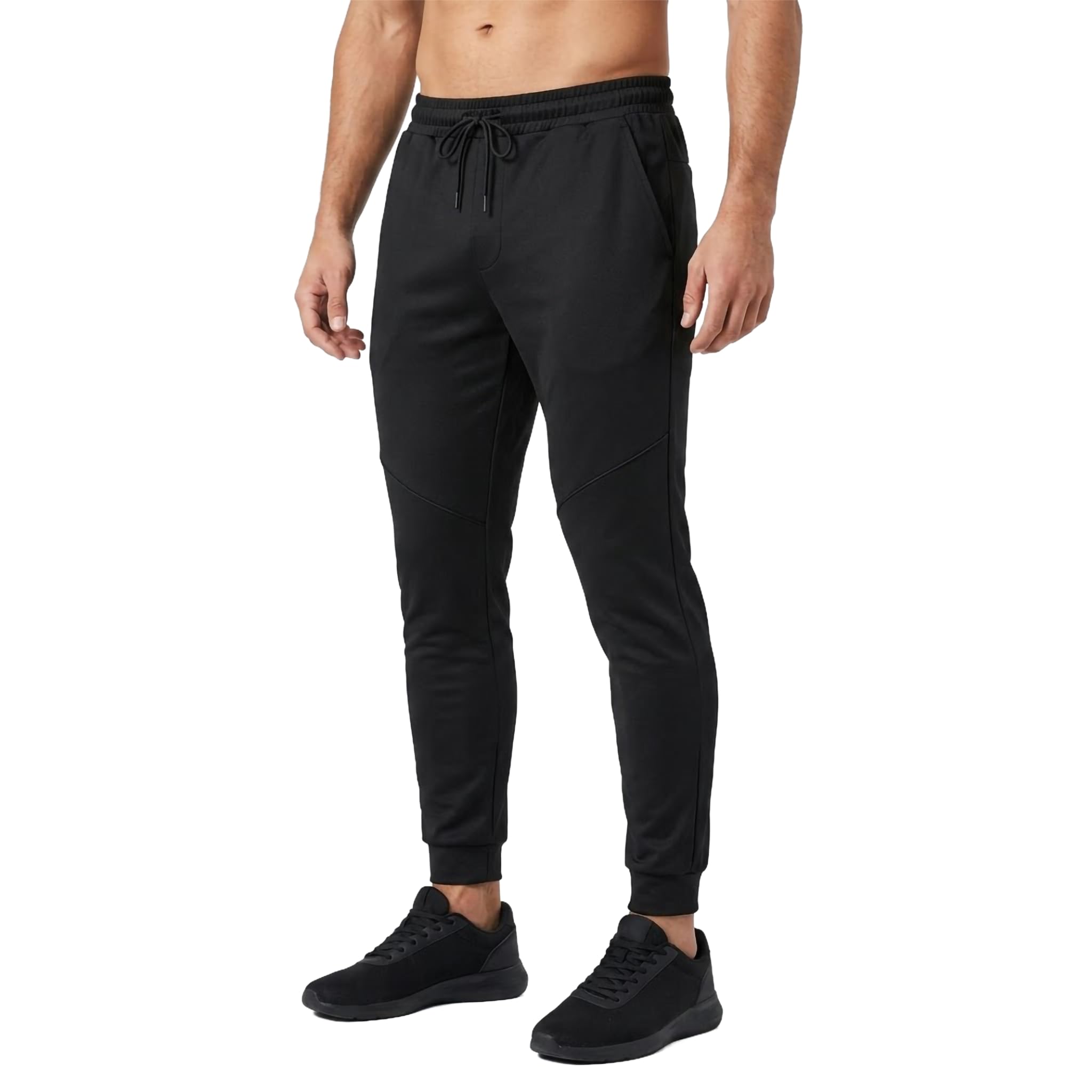 SiXsigma Sports Mens Tracksuit Bottoms Pants Trousers - Quick Dry Tracksuit Bottoms Men for Joggers, Sports, Gym & Running for Men with Two Side Zip Pockets (Black, XXL)