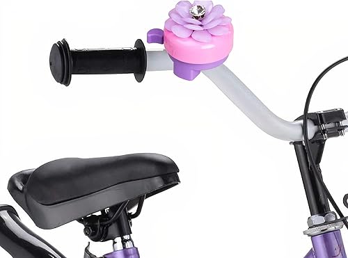 Miniatura 4 de MINI-FACTORY Timbre de bicicleta para niñas, manillar de bicicleta, bonito patrón de flores de cristal 3D, anillo de ciclismo seguro (morado)