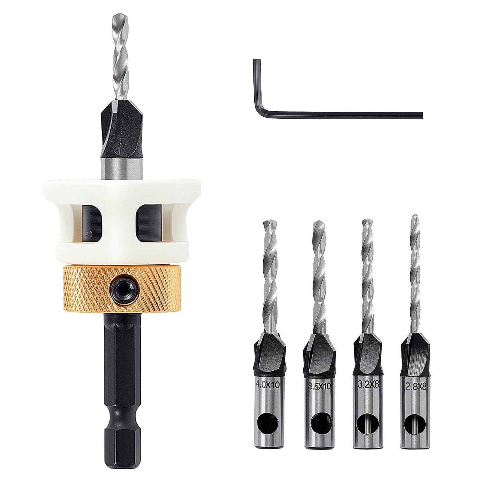 ColumPRO 4PCS Countersink Bits Set, Countersink Drill Bit Set for Wood with 4 Different Sizes Replaceable Drill Bits