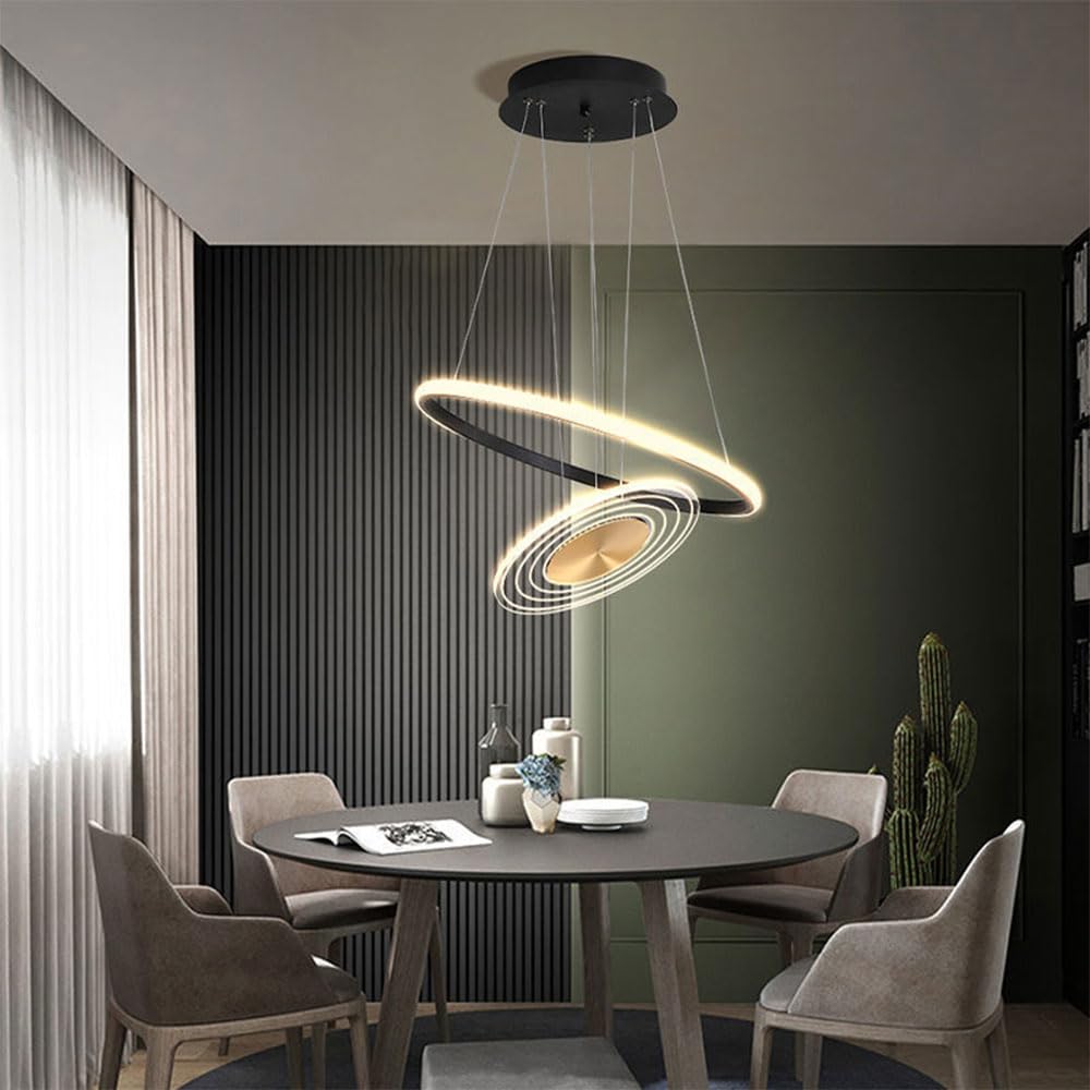 KXEcoLife Ceiling Pendant Light Fixture Modern Dimmable LED Chandelier Nordic 72W Ring Hanging Lamp 3-Ring for Kitchen Island Dining Living