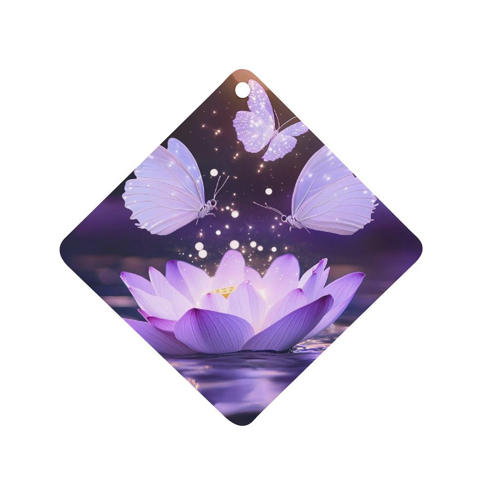 Lotuses Flower And Butterfly Car Air Freshener Hanging Aromatherapy Tablets for Car Accessories Rhombus