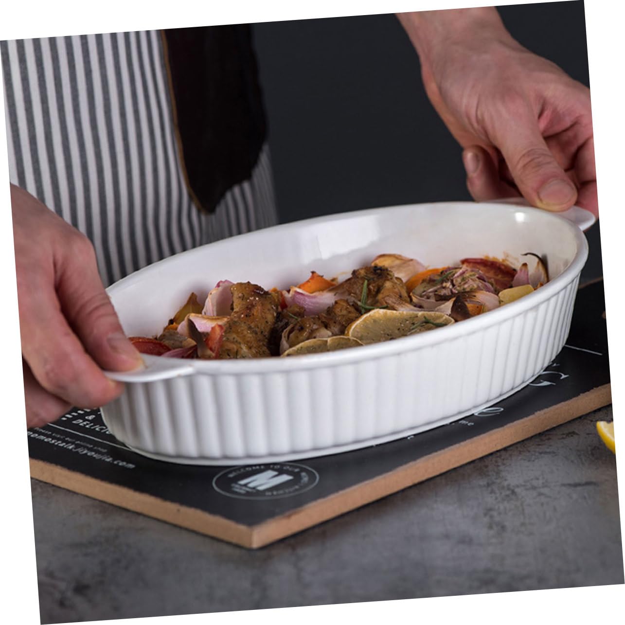 Amphora-backschale Backen Ovale Auflaufform Lasagnepfanne Auflaufformen Backformen Blech Laib Brot Pfanne Küchenwaren Brotbackform Ovale Speiseteller Käse Weiß Keramik Ofen Würze