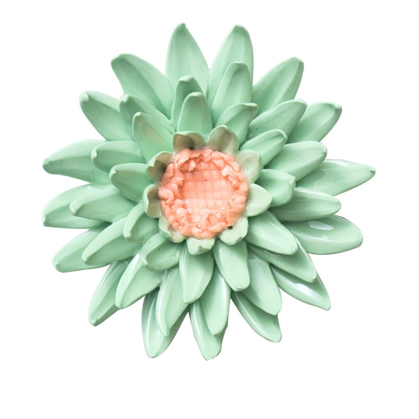 KJOLWHCQ Elegant Handcrafted Ceramic Flowers Green Holland Chrysanthemum Artificial Sculpture Home Hanging 3D Wall Art Decor Decoration(2.7 inch(7cm))