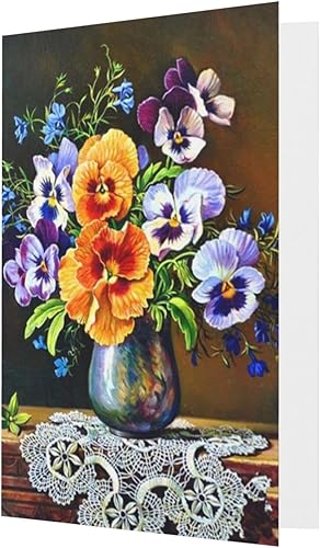 Miniatura 2 de Tarjetas de felicitación de impresión de pintura de diamante de flor Tarjetas de notas en blanco con sobres para todas las ocasiones cumpleaños, boda