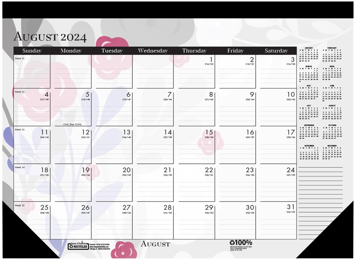 House of Doolittle 2023-2024 Academic Desk Pad Calendar, Wildflower, 18.5 x 13 Inches, August - July (HOD19765-25)