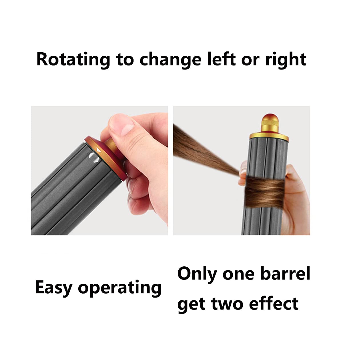 ABHI 40mm Lang Automatischer Lockenstab Barrel Adapter für 5 in 1 Lockenstäbe Welleisen 2nd Generation Haarroller Links / Rechts 2 in 1 Austauschbar Haartrockner Heißwindkämme Kopf - Gold