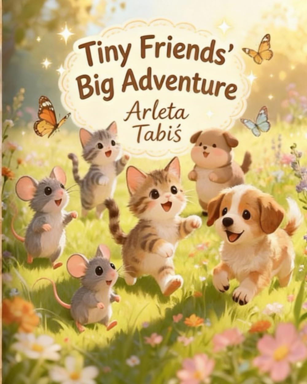Tiny Friends' Big Adventure: Cute coloring book with kittens and puppies for adults & teens & kids
